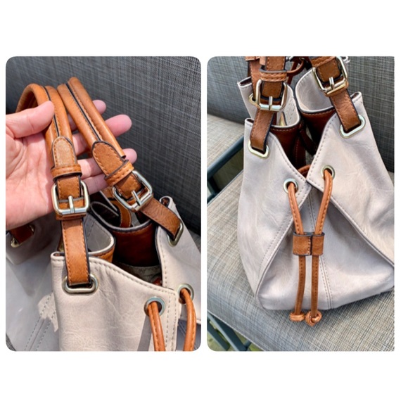 Simply Noelle Two-Toned Leather Satchel - Picture 3 of 8
